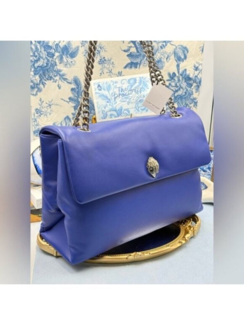 🆕 KURT GEIGER LONDON 🧿 NWT XXL Kew Leather Bag, Deep Blue - Picture 5 of 16
